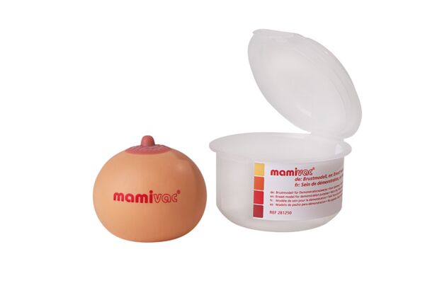 mamivac® Brustmodell neben Aufbewahrungsbox