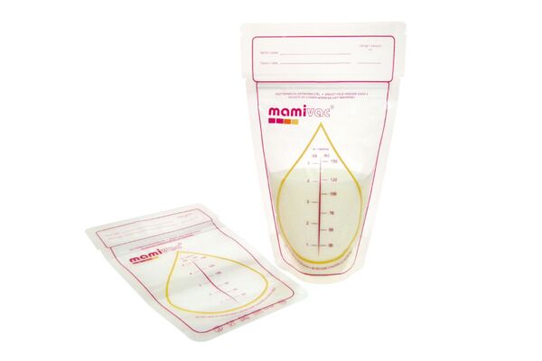 mamivac® Muttermilch-Gefrierbeutel gefüllt mit Milch