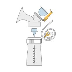 mamivac® Pumpset ECONOMY, illustration of components for breast pump